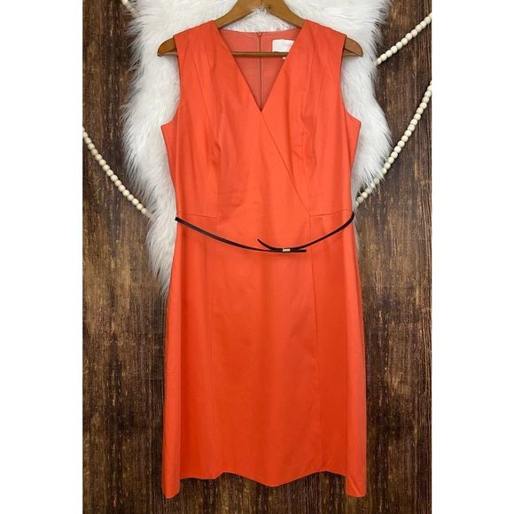 BOSS by Hugo Boss | Coral Pink Shift Dress w/ Belt - Picture 1 of 6